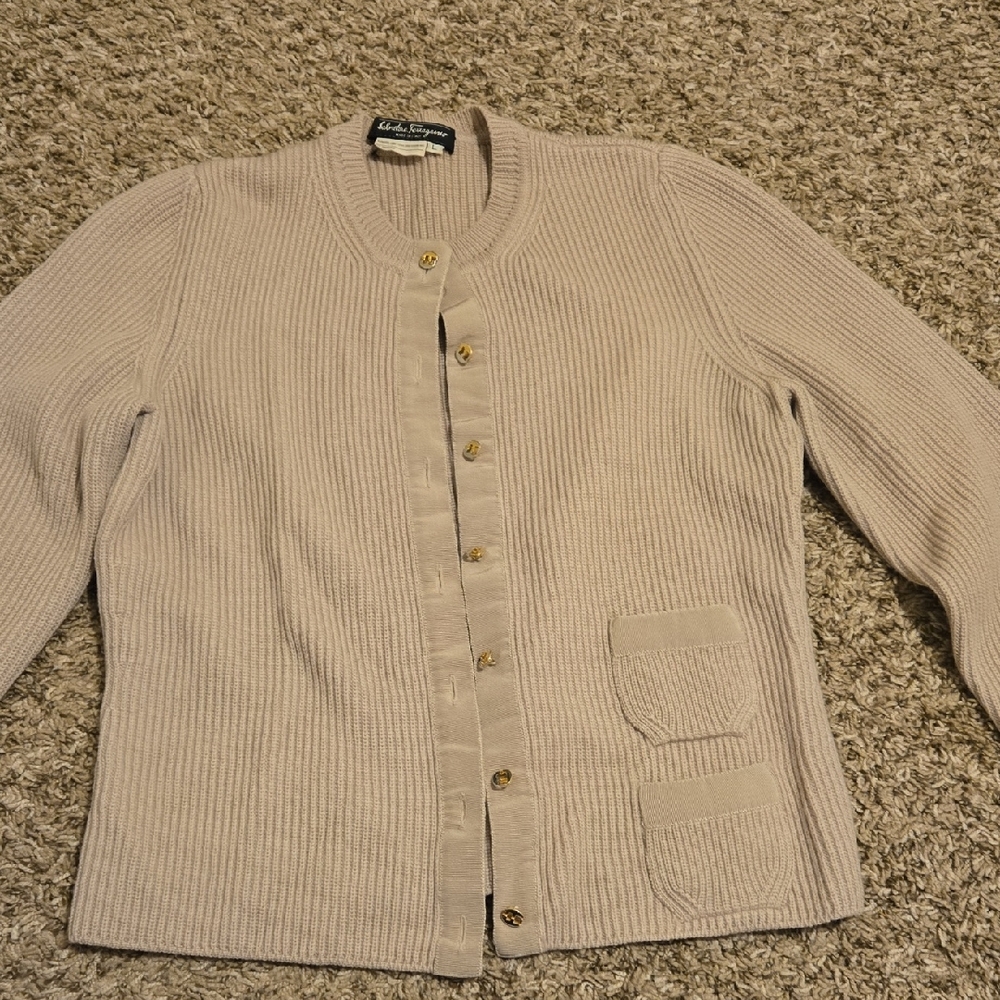 Salvatore Ferragamo Women's Cream Cardigan Sweater